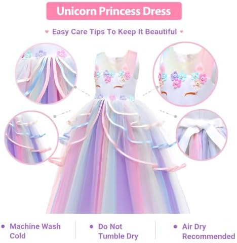 Unicorn Mermaid Princess Dress Up Clothes for Little Girls – Costume, Jewelry and Headband