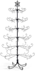 6 Ft Metal Christmas Tree Stand with Snowflake Top, Holiday Decor, Black