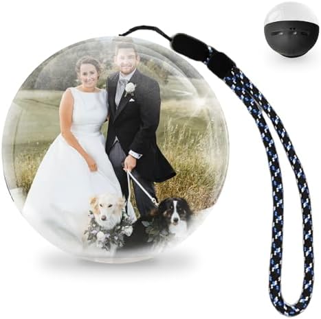 Crystal Memory Orb, 2.8" Video & Photo Display Ornament, Rechargeable Decorative Keepsake, Personalized Gift for Birthday, Christmas (Black Orb)