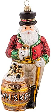 Miss Christmas 2026 Collection Santa Claus Blown Glass Christmas Tree Ornament (Santa Loves a Good Bourbon)