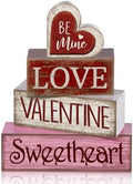 Lineshading 4 Pcs Valentines Day Table Decorations, Be Mine Wood Heart Sign