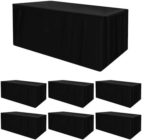 HolidayIdeas 6-Pack 6ft Black Rectangle Craft Shows Fitted Tablecloth
