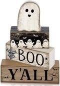 Lineshading 4 Pcs Halloween Table Decoration Wooden Ghost Tiered Tray Decor
