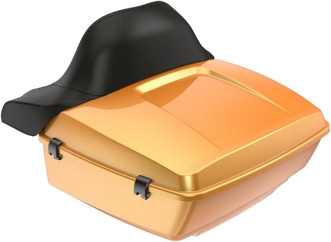 Advanblack Road Glide Tour Trunk Pack Hard Candy Gold Flake King Tour Trunk Pack Luggage +Wrap-Around Backrest Pad for '97-'25 Harley Touring Road King Street Glide Electra Glide CVO Models