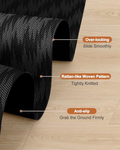Blvornl Large Office Chair Mat for Hardwood Floor, Rolling Chair Mat for Hard Wood, Large Anti-Slip Hard Floor Protector, Heavy Duty Computer Desk Rug for Office and Home 35.4"*47.2" Black