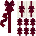 Daifunli 6 Pcs Dark Red Velvet Christmas Cabinet Bows Ribbons for Kitchen