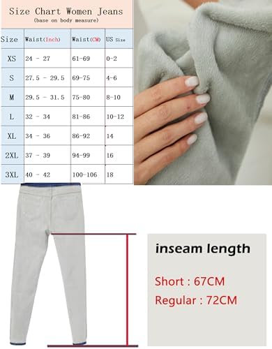 Yehopere Women's Winter Fleece Lined Jeans Slim Fit Warm Skinny High Waist Denim Jean