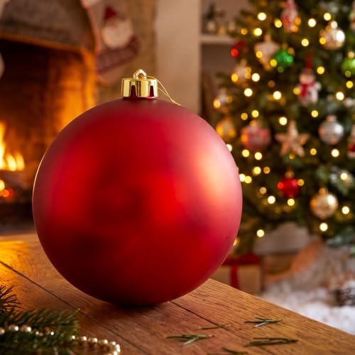 Threan 6 Inch Red Matte Large Christmas Ball Ornament