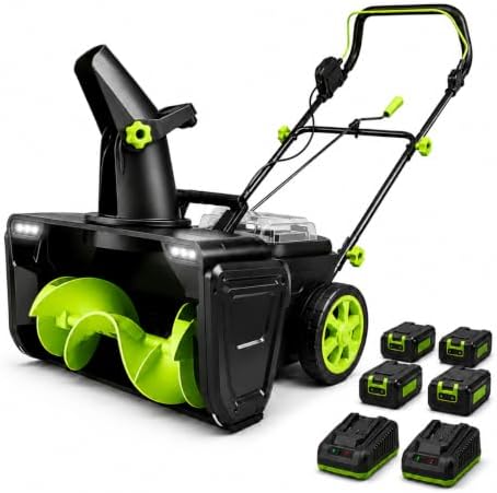 Battery Snow Blower, 4 Batteries, Up to 60 Min, 25FT Snow Throw