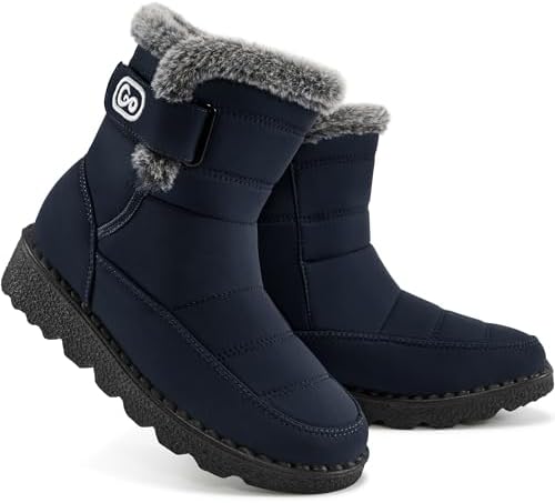 Ablanczoom Womens Winter Snow Boots with Warm Fur Lining Comfortable Booties Non Slip Waterproof Outdoor Shoes