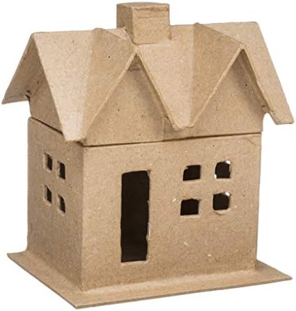 Darice 2863-04 Small Paper Mache House Box for Craftwork, Includes lid, 6-Inch