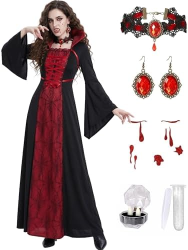 Vampire Costume for Women Gothic Vampire Witch Dress Halloween Adult