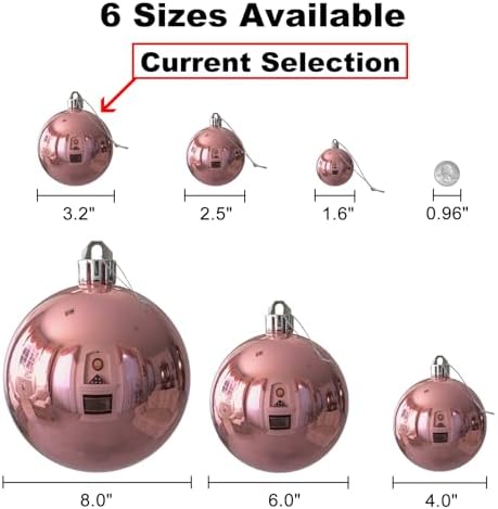Rose Pink 3.2" Large Christmas Balls - Christmas Tree Decoration Ornaments Shatterproof Hanging Balls for Birthday Halloween Holiday Wedding Decorations Set of 10pcs