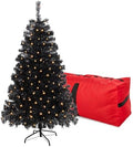 5FT Pre-Lit Black Christmas Tree Small Halloween Tree 200 Warm Lights