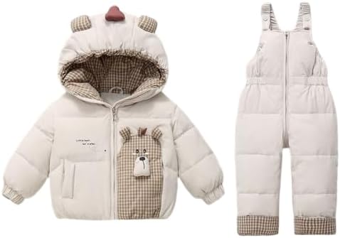 Girls Boys Bib Snow Pants and Ski Jacket Water-Resistant Insulated Snowsuit