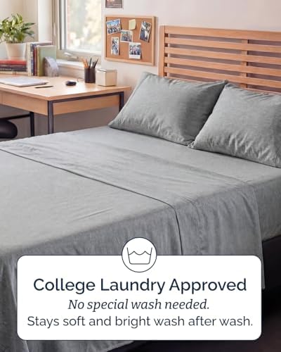 Full XL Sheets - 4 Piece Full XL Sheet Set - Breathable - Heathered Grey