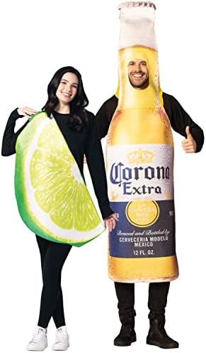 Rasta Imposta Corona Extra Beer Bottle and Ultimate Lime Slice Couples Halloween Costume Cinco de Mayo Fits Men Women 21+ of Age, Adult One Size