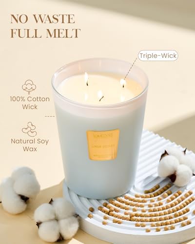 M&SENSE Linen Breeze Soy Candle, 35oz 3-Wick, Fresh Home Decor