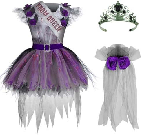 Spooktacular Creations Zombie Prom Queen Costume for Girls, Halloween Costumes for Kids, Zombie Princess Outfit for Girls