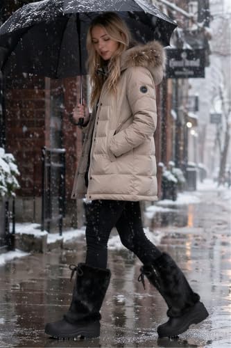 Waterfproof Snow Boots for Women Furry Fuzzy Faux Fur Duck Boots