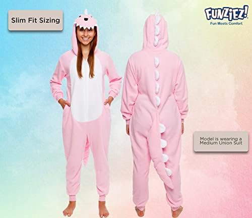 Funziez! Slim Fit Adult Onesie - Animal Costume - Plush Unisex Halloween One Piece Cosplay Suit for Women and Men