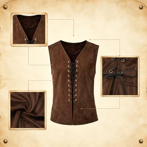 10Pcs Men Medieval Viking Pirate Renaissance Costume