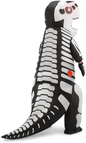 Spooktacular Creations Kids Skeleton Dinosaur Inflatable Costume, LED Light Eyes Full Body Skeleton T.rex Blow Up Costume