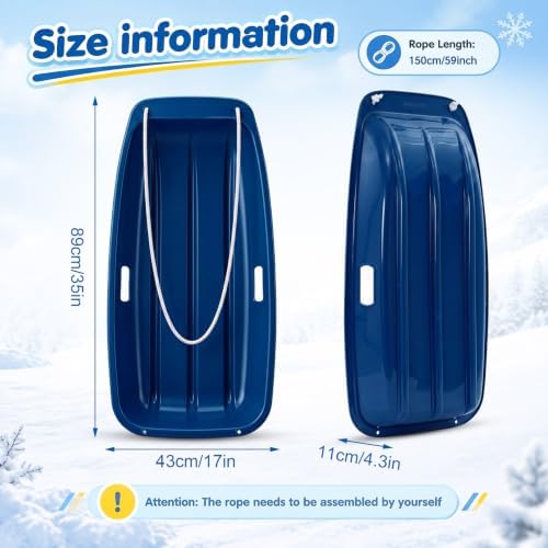 Jerify 6 Pcs 35 in Plastic Snow Sled for Kids Adults