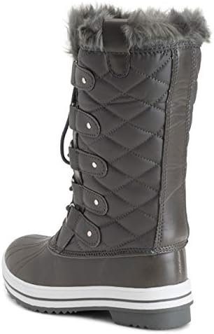 POLAR Womens Snow Boot Nylon Tall Winter Fur Lined Snow Warm Waterproof Rain Boot