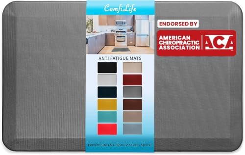 ComfiLife Anti Fatigue Floor Mat – 3/4 Inch Thick Kitchen Mats for Floor, Standing Desk Mat, Kitchen Rug – Comfort at Home, Office – Durable – Stain Resistant – Non-Slip Bottom (20" x 32", Charcoal)