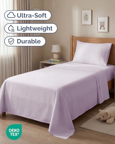 Twin Size 3 Piece Sheet Set - Breathable & Cooling Sheets - Light Lavender