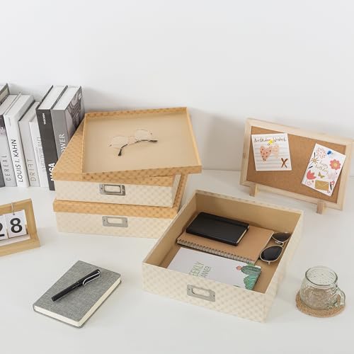 Soul & Lane - Geometric Check Scrapbook Storage Boxes with Lids, Set of 3