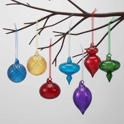 Hungdao 14pcs Vintage Christmas Ornaments Retro Glass Balls, Multicolor