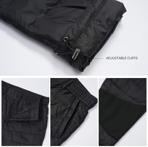 Men's Winter Warm Puffer Pants Windproof Loose Utility Insulated Snow Ski Trousers for Outdoor Activities