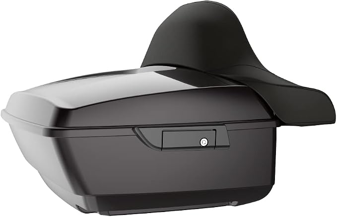 Advanblack Road Glide Tour Trunk Pack Blackened Cayenne King Tour Trunk Pack Luggage +Wrap-Around Backrest Pad for '97-'25 Harley Touring Road King Street Glide Electra Glide CVO models