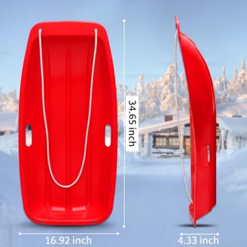 2-Person Sled for| 35" All-Season Toboggan | Reinforced Structure | High Weight Capacity | for Snow, Beach & Park