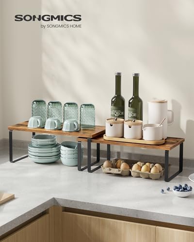 SONGMICS Cabinet Organizer Shelf, Set of 2 Spice Rack, Kitchen Storage