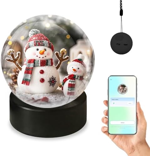 Memory Sphere Lamp, Crystal Ball Video Player 2.8" Memory Orbs Ornament 4GB Uploadable Videos & Photos, Personalized Unique Desk Night for Couples Friends Birthday Christmas (Black Memory Orb WIFI)