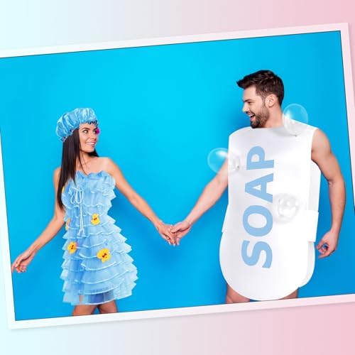 Suhine 23 Pcs Loofah and Soap Costume Set Adults Halloween Couples