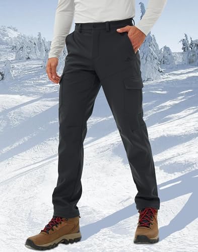 Pioneer Camp Men's Snow Ski Pants Waterproof Fleece Lined Outdoor Softshell Insulated Cargo Hiking Winter Pants Snowboard
