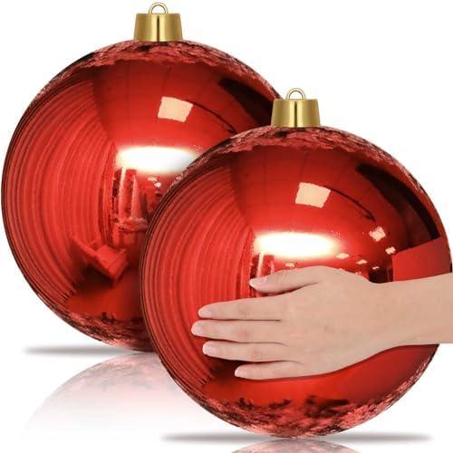 Jerify 2 Pcs 12" Large Christmas Ball Ornaments,Red