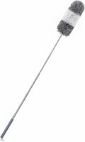 Tanlade 1 Pcs Microfiber Feather Duster for Cleaning 13-31 Inch Extendable Cobweb Dusters Ceiling Fan Duster Washable Bendable Tool for Office Car Window Furniture (Gray White)