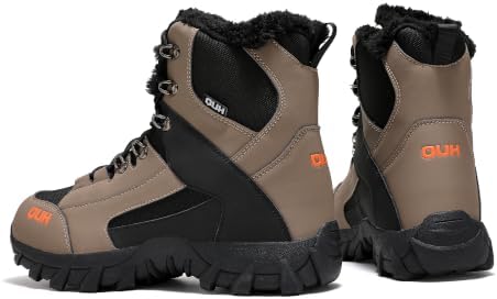 QUH Winter Snow Boots Waterproof Military Training Fur Lined Anti Slip Warm Boots Thickened Cotton Walking Ankle Boots For Man