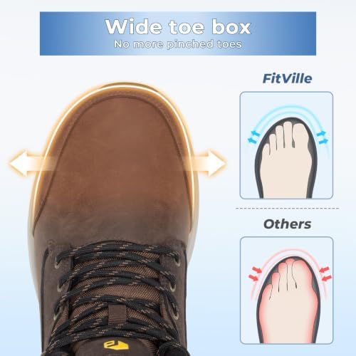 FitVille Mens Snow boots Wide Width Fur Lined Warm Winter Boots with Heat Lock Technology and Adjustable Lace up, Slip-Resistant Outsole for Outdoor