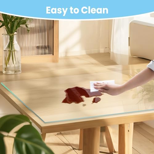 Tempered Glass Desk Pad to Protect Desk, 18" x 24" Clear Office Desk Pad for Keyboard and Computer Monitor, Glass Desk Mat for Desktop Dry Erase