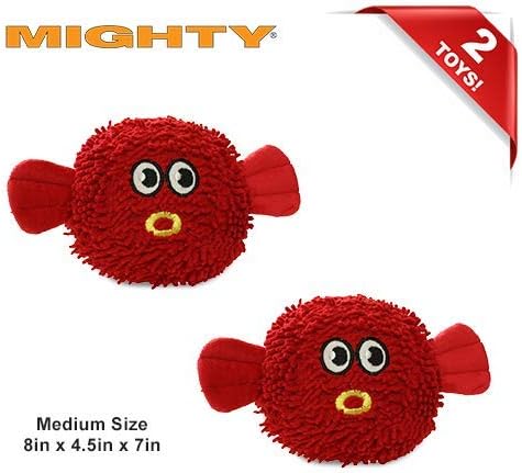 MIGHTY® 2 Pack Microfiber Medium Blowfish Dog Toys | Ultra Durable Plush Toy with Multiple Layers & Reinforced Seams , Washable and Floats , Mighty® Construction