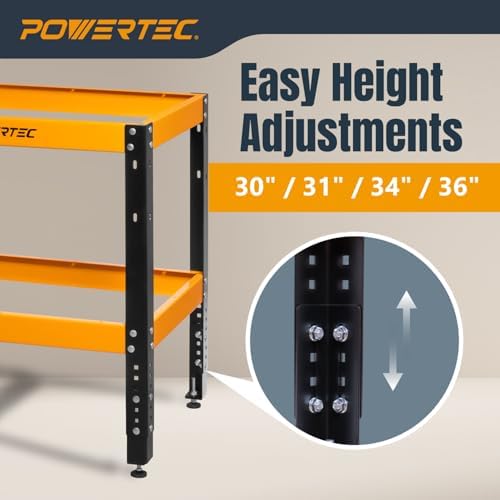 POWERTEC Heavy Duty Tool Stand Base, 400 lb Capacity Universal Machine Stand with Adjustable Height & Leveling Feet – Compatible with Router Tables, Miter Saws, Drill Presses, Planers (UT1006V)