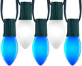 Minetom 50Ft Christmas Lights Outdoor, 50 LED Matte Bulbs, Blue|Pure White