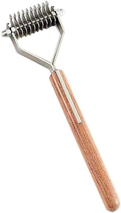 Mars Coat King Original Dematting Undercoat Grooming Rake Stripper Tool for Dogs and Cats, Stainless Steel with Wooden Handle, Made in Germany, 10-Blade