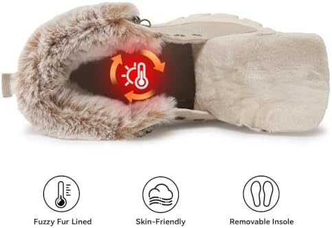 ANJOUFEMME Womens Winter Snow Hiking Boots Fur Lined Lightweight Warm Shoes